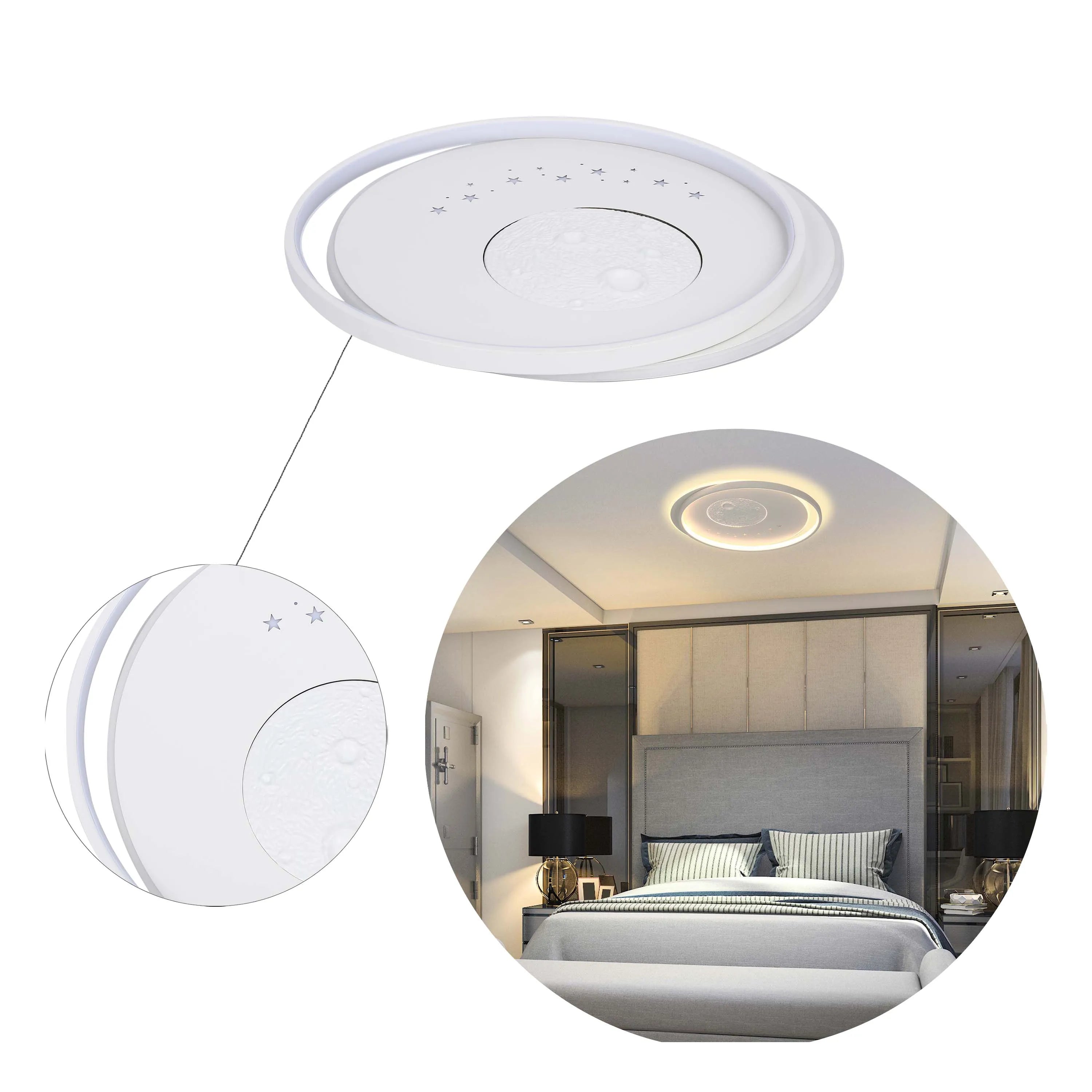 Lámpara de techo LED blanca empotrada (Diseños de flor, luna y estrellas)