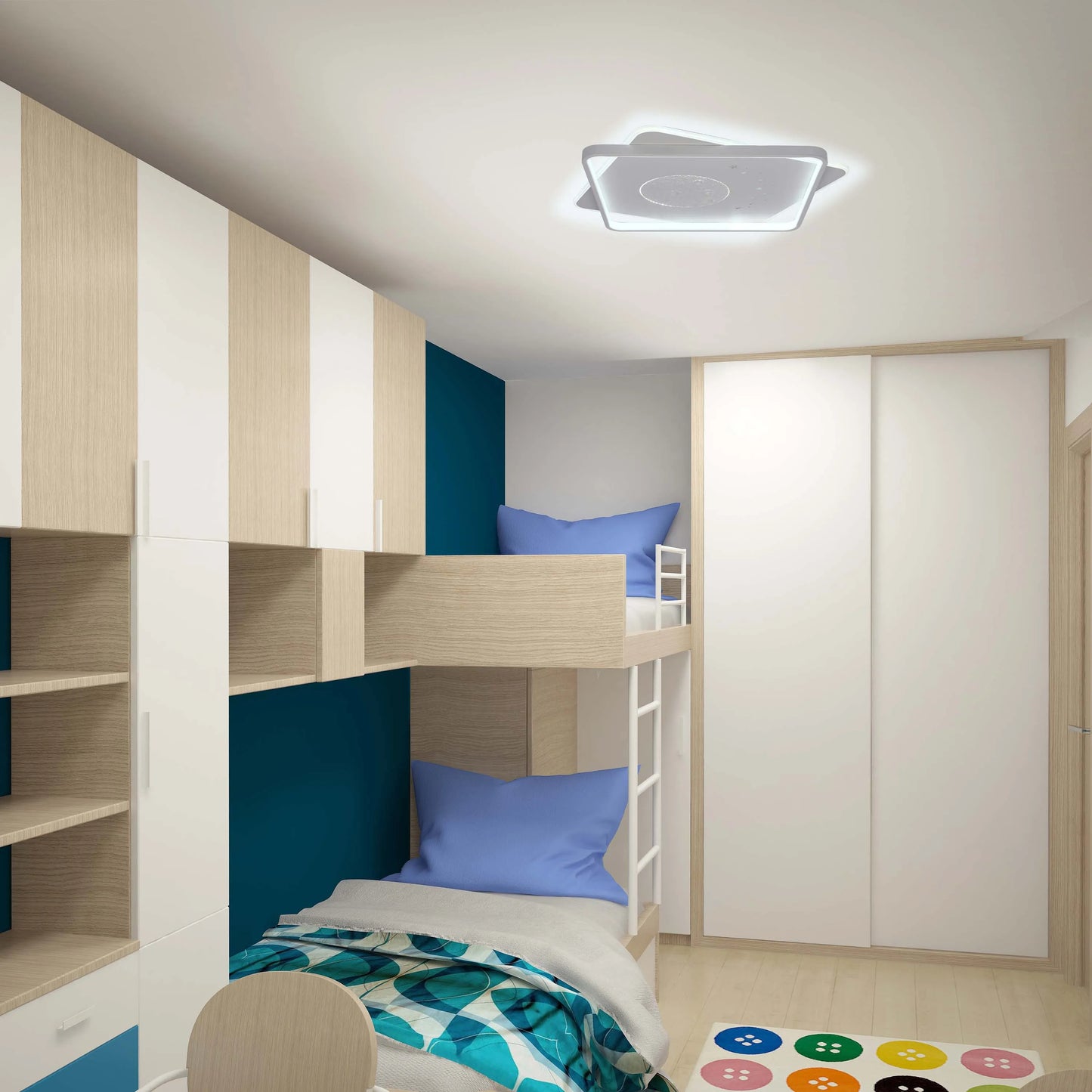 Lámpara de techo LED blanca empotrada (Diseños de flor, luna y estrellas)