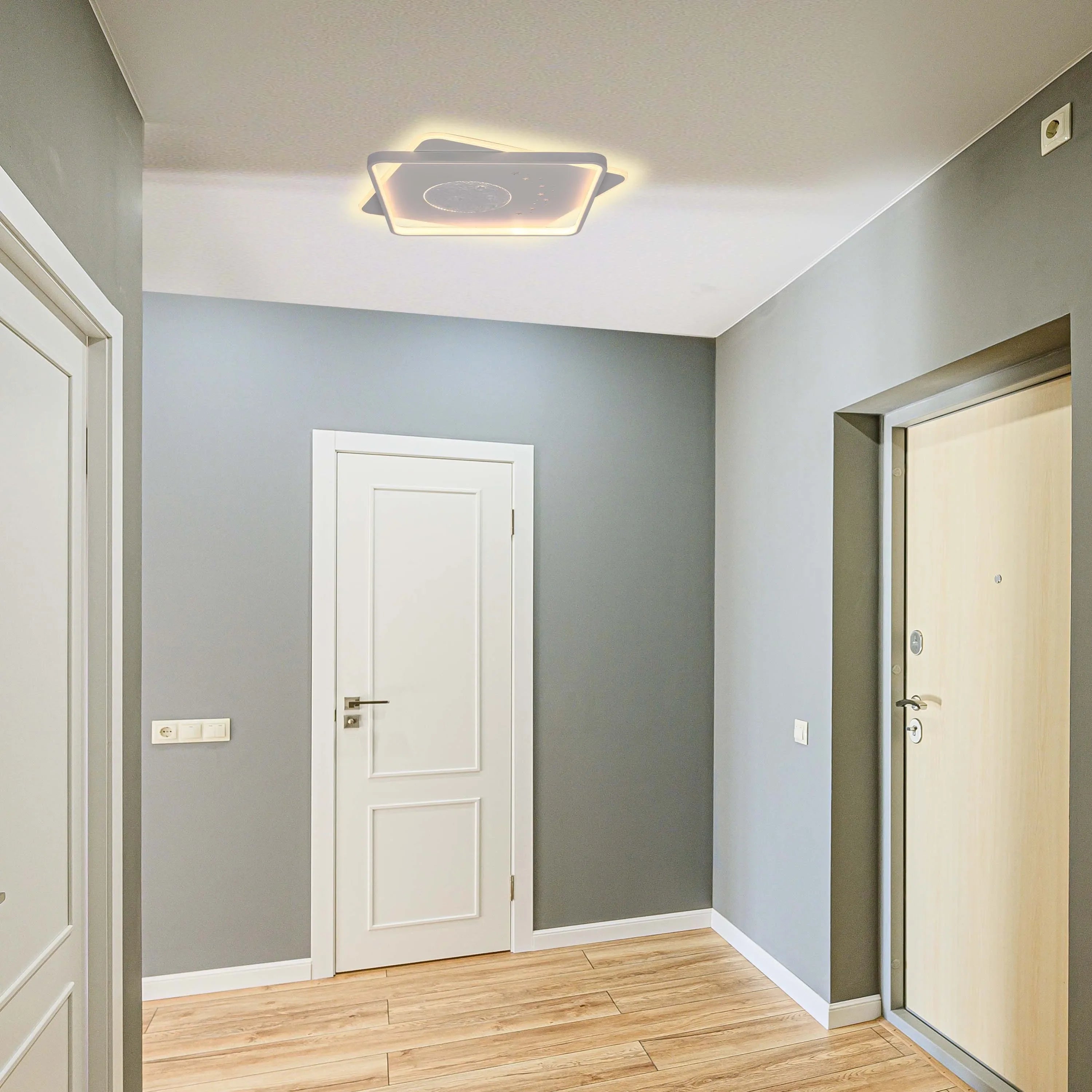 Lámpara de techo LED blanca empotrada (Diseños de flor, luna y estrellas)