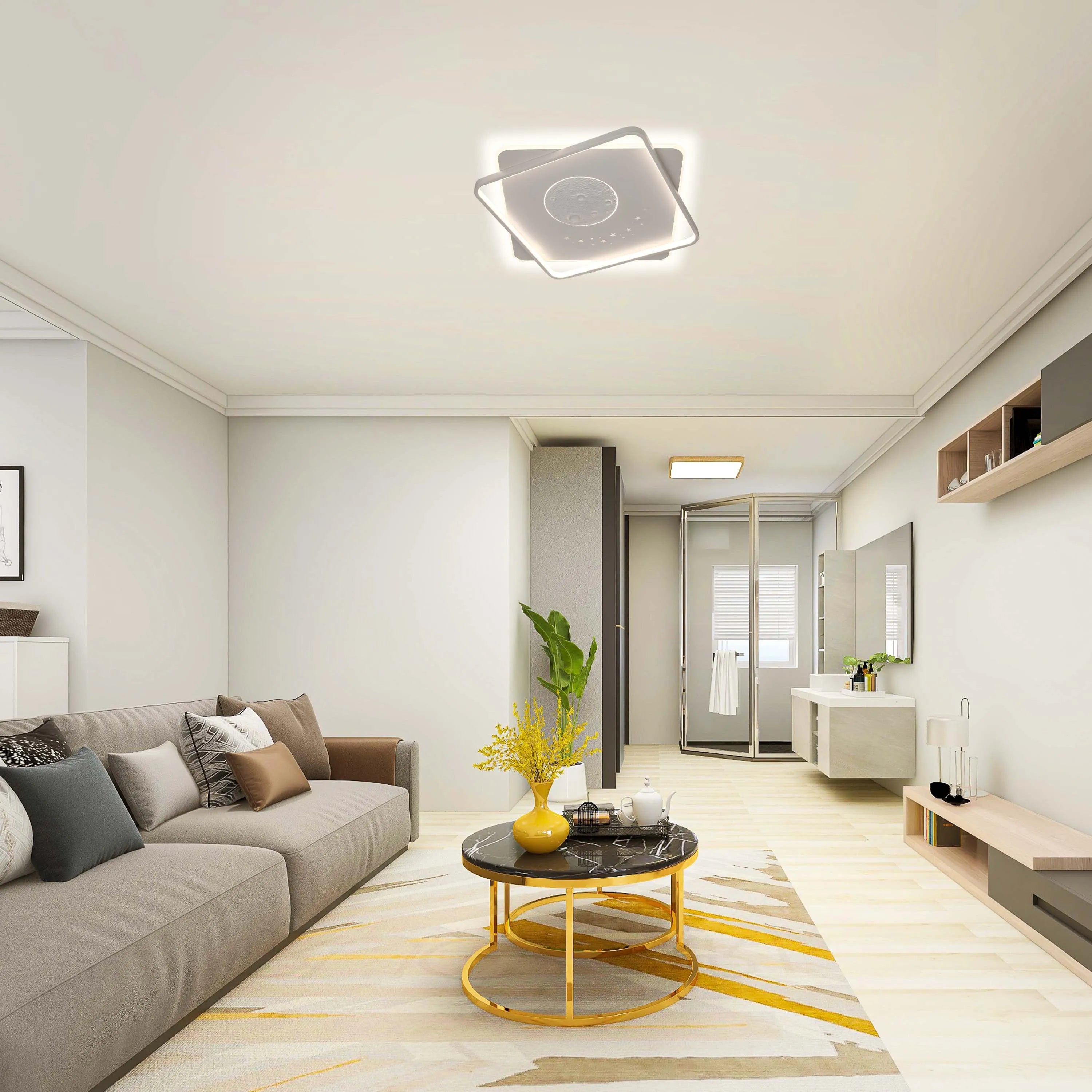 Lámpara de techo LED blanca empotrada (Diseños de flor, luna y estrellas)