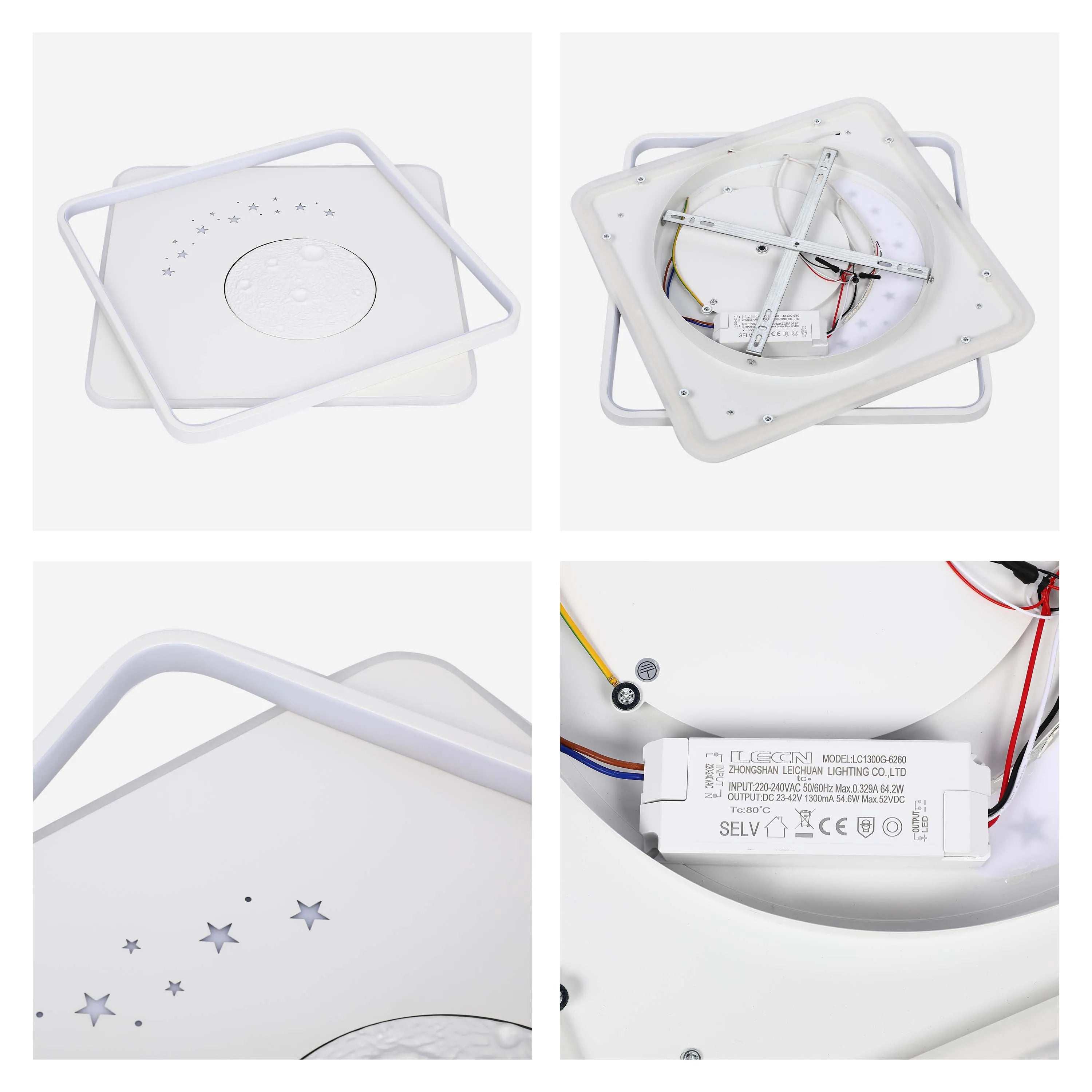 Lámpara de techo LED blanca empotrada (Diseños de flor, luna y estrellas)