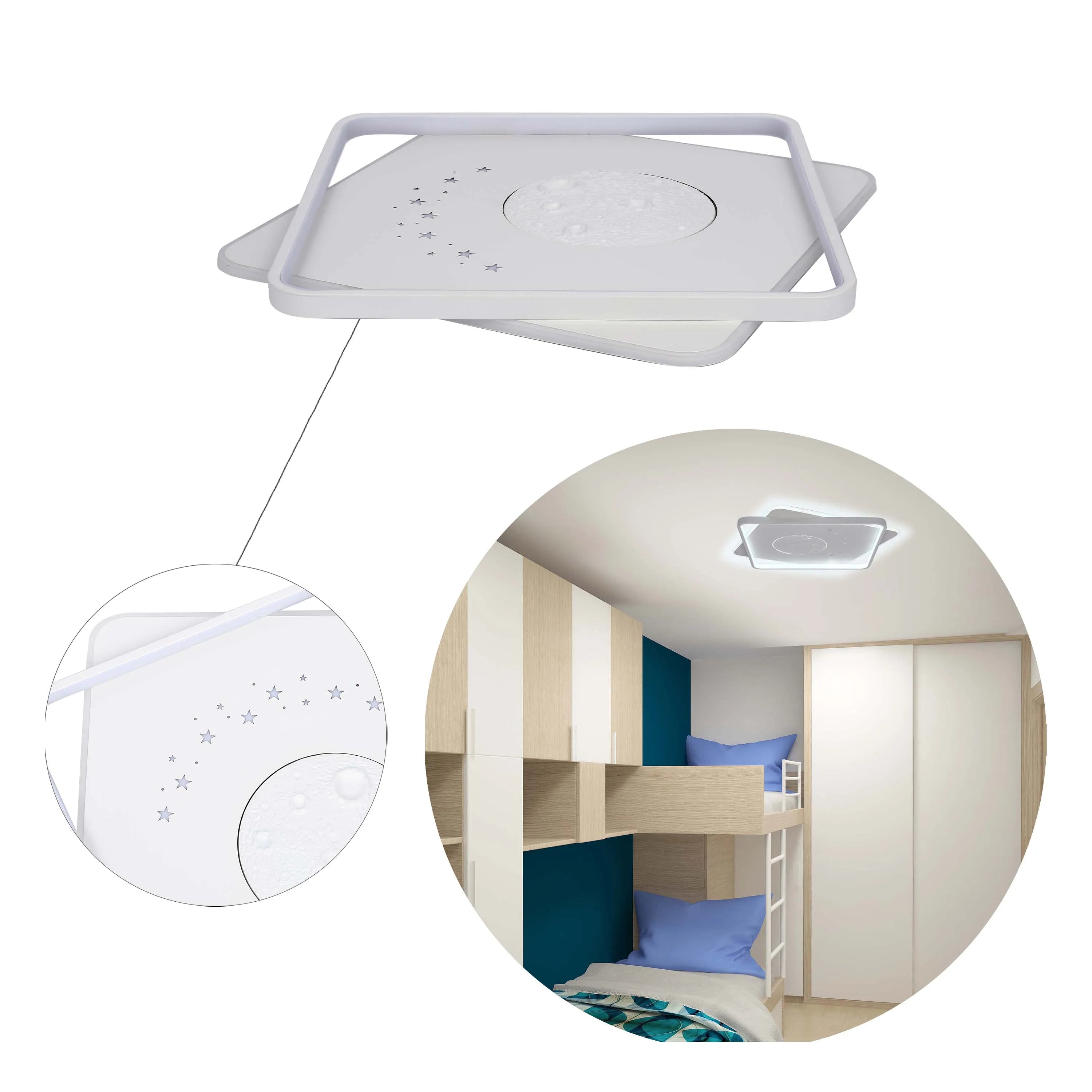 Lámpara de techo LED blanca empotrada (Diseños de flor, luna y estrellas)