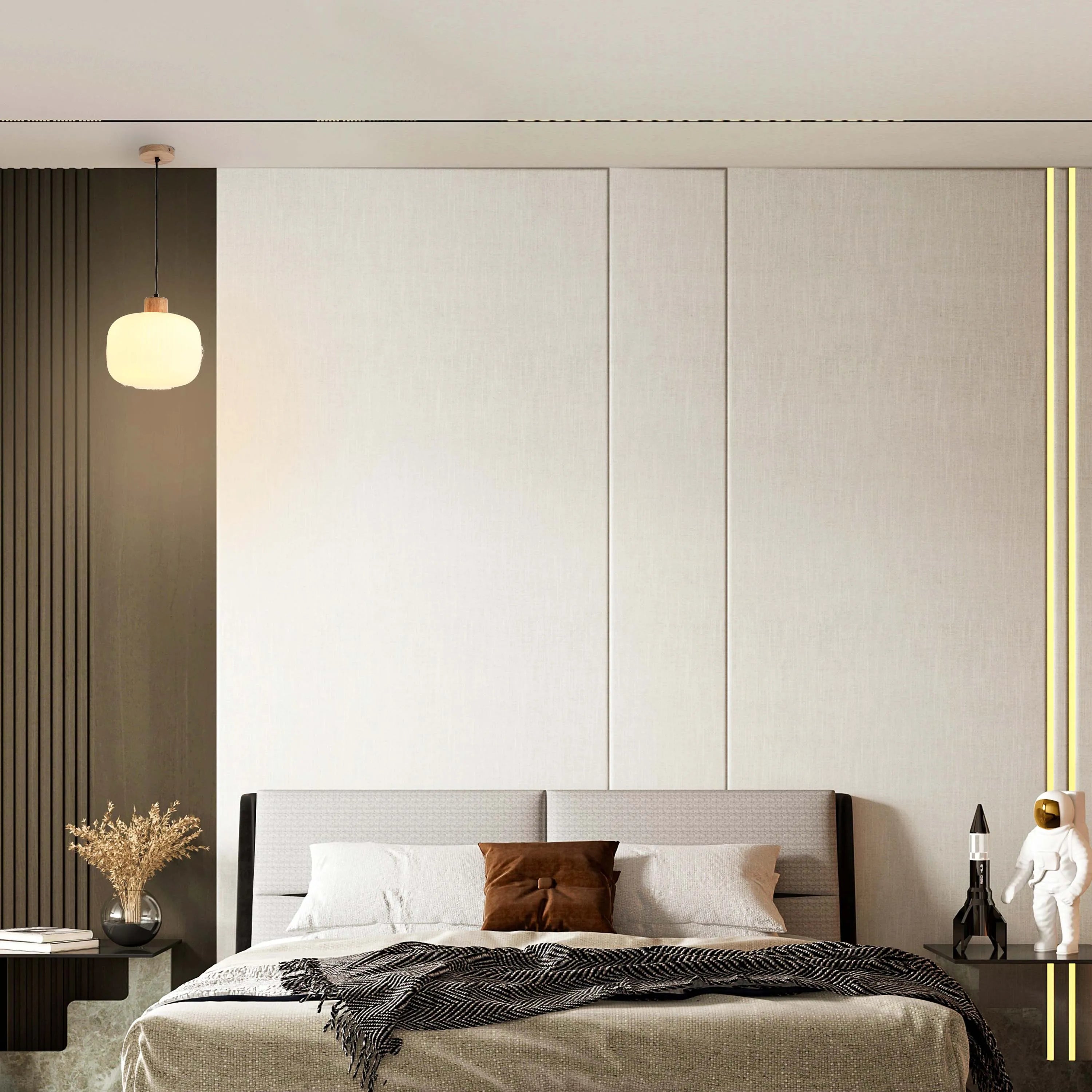 Lámpara Colgante de Vidrio Acanalado Blanco con Detalles en Madera
