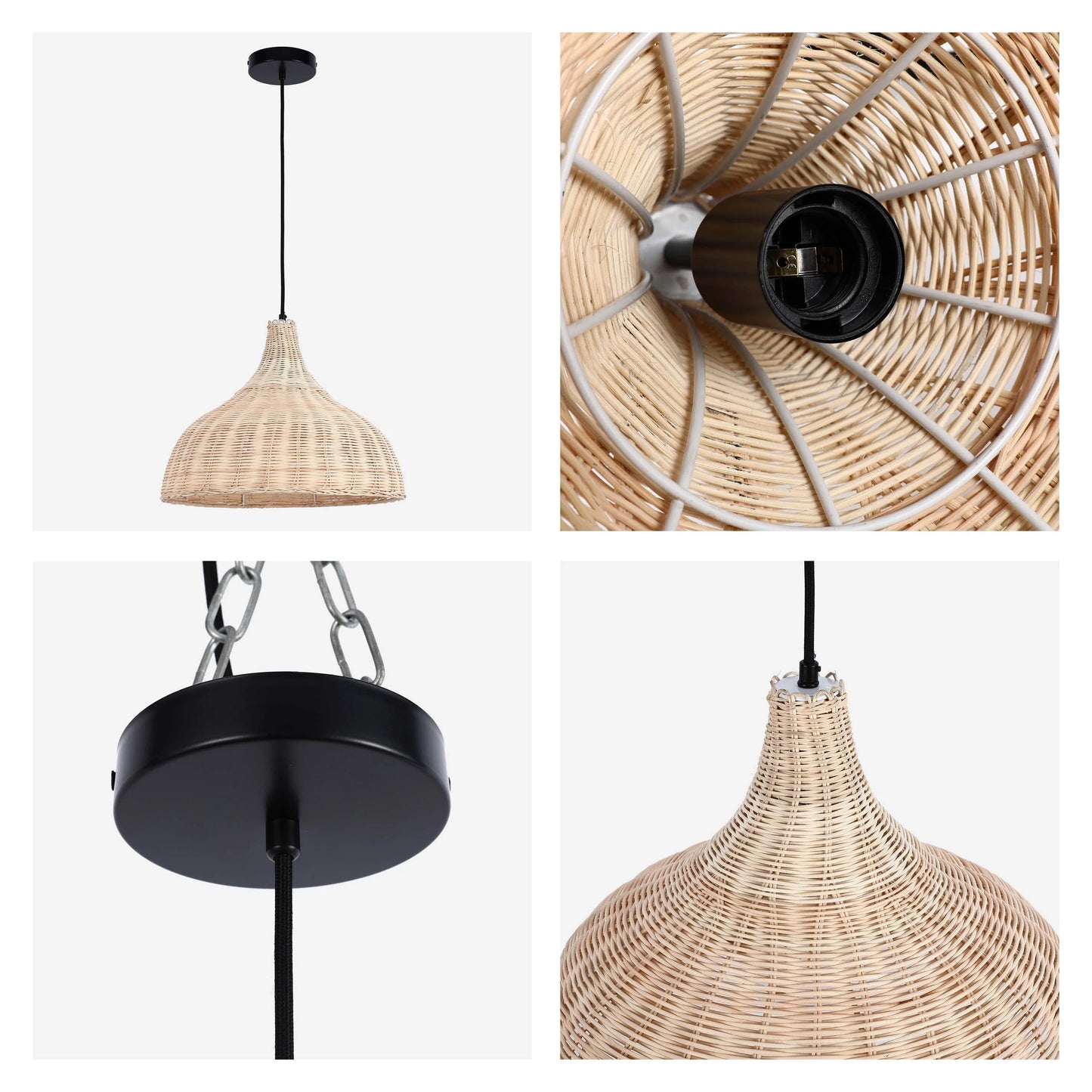 Colección de lámparas colgantes tejidas - Cuerda, bambú y madera